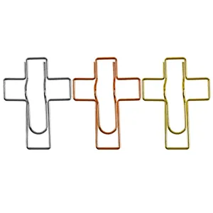 Metal cross pen clip stationery notebook accessory holder in silver bronze and gold colors
