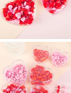Heart-shaped pushpins in clear cases, colorful decorative thumb tacks for corkboards.