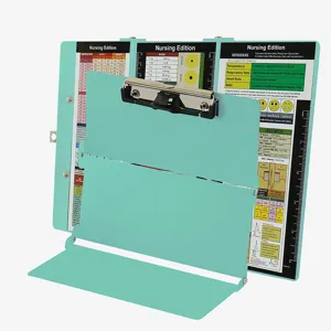 Foldable nursing clipboard aluminum trifold medical clipboard with nursing cheat sheets green