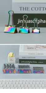 Colorful metal binder clips rainbow long tail clips for office stationery supplies use