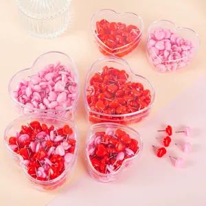 Creative Heart Shaped Push Pins With Plastic Box Cute Colorful Thumb Tacks For Photo Wall Cork Board Office Supplies