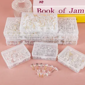 Transparent Push Pins Plastic Thumb Tacks With Metal Pins Assorted Shapes For Cork Board Photo Wall Office Stationery