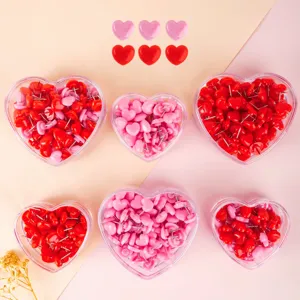 Creative heart shaped push pins with clear plastic storage boxes for cork boards and photo walls.