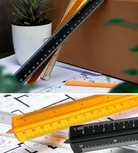 Aluminum alloy triangular scale ruler 30cm architect drawing scale metric drafting tool.
