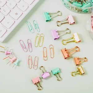 Colorful paper clips binder clips stationery set office supplies creative cute metal clips