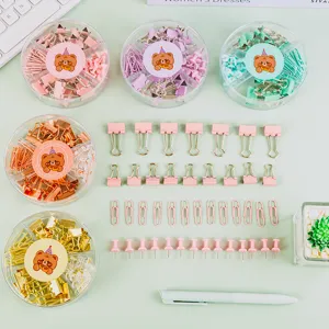 Creative multi-functional office colored paper clip binder clip and push pin stationery set.