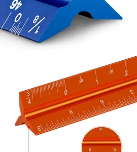 Aluminum triangular scale ruler 30cm architectural drafting ruler metric and imperial units.