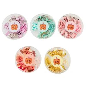 Creative multi-functional colorful office paper clips binder clips set in round boxes