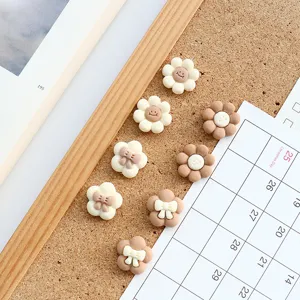 Cute flower bow push pins for cork board photo wall decorative thumb tacks cute stationery