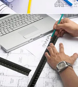 Aluminum triangular scale ruler 30cm architectural drafting precision metal tool for design.