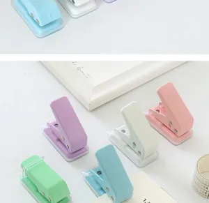 Mini metal single hole puncher colorful loose leaf paper binder stationery tool office
