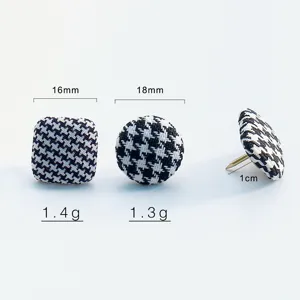 Retro Stoff Reißzwecken mit Hahnentrittmuster dekorative Pinnadeln für Korkwand 16/18mm