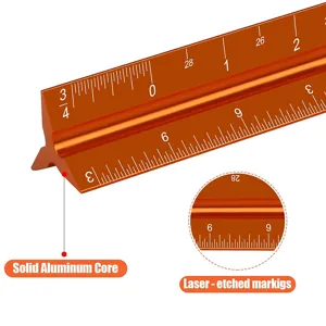 Aluminum triangular scale ruler 30cm architectural drawing drafting scale tool orange