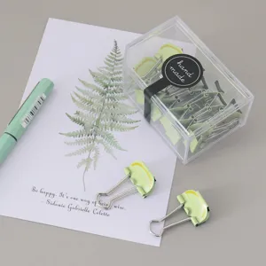 Cute fruit pattern binder clips stationery set with clear storage box for office school daily.