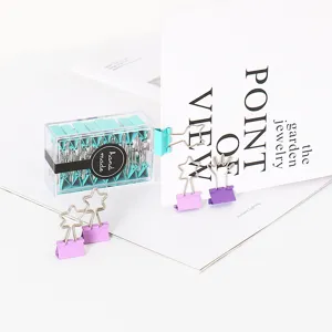 Carinissime clips per carta sagomate con scatola, morsetti in metallo per ufficio.