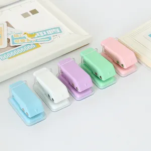 Mini metal single hole puncher pastel colors portable student stationery manual paper binding tool