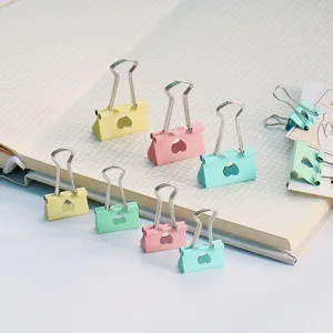 Creative Heart Hollow Metal Binder Clips Colorful Long Tail Paper Clamps For Office School Stationery
