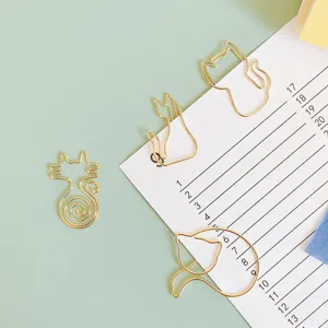 Creative Cute Cartoon Cat Metal Paper Clips Gold Plated Novelty Stationery Bookmarks For Office School Student Supply