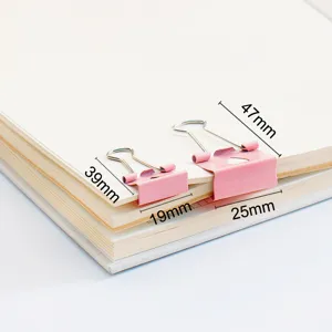 Cute pink heart-shaped metal binder clips for office paper and document organization