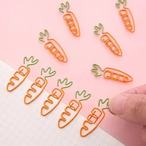 Creative Cute Carrot Shape Metal Paper Clips Dual Color Office School Stationery Document Organizing Planner Clips