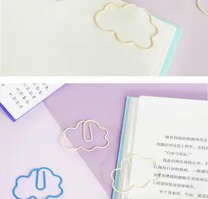 Creative cloud shaped paper clips metal plastic coated bookmarks cute stationery office supplies