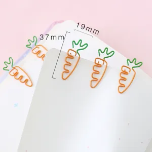 Cute carrot shaped metal paper clips, colorful bookmark stationery office supplies 37x19mm
