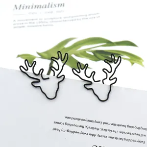 Creative metal deer shape paper clips cute stationery bookmarks for office and school use.