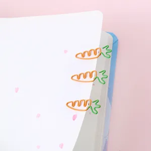 Cute carrot shaped paper clips, colorful metal bookmarks for office and school supplies.