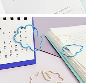 Creative cloud shaped metal plastic coated paper clips cute book markers detail view