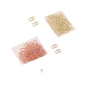 Ensemble de pinces à papier cœur mignon, trombones dorés et or rose pour bureau.