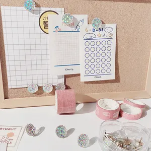 Sparkling crystal pushpins for cork board photo wall, cute decorative stationery tacks.
