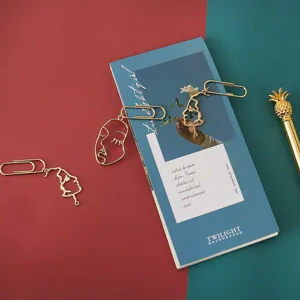Creative Abstract Face Metal Paper Clips Gold Hollow Design Bookmark Office Stationery Document Organizing Supplies