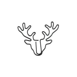 Cute black metal reindeer shaped paper clip creative stationery bookmark for office school use