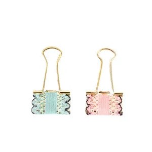 Cute lace metal binder clips set for office paper organization and journaling aesthetic decor.