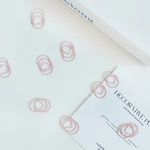 Cute mini pink heart shaped paper clips, coated wire cute office school stationery supply.