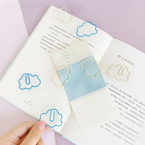 Creative cloud shaped paper clips metal plastic coated bookmarks cute stationery for office and school