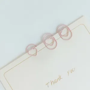 Mini pink heart paper clips cute aesthetic planner clips decorative stationery set for office