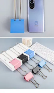 Extra large 60mm metal binder clips for office and school document organization blue pink black