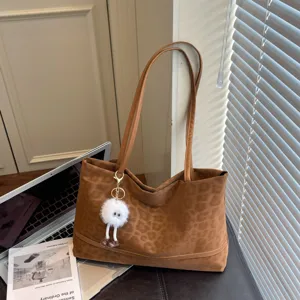Modische braune Leopardenmuster Tasche für Damen, große Kapazität Freizeit Pendler Umhängetasche.