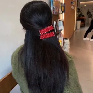 Rote Kristall Haarklammer glitzernde Strass geometrische Hahnnadel elegante Haarspange