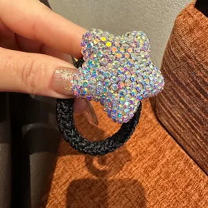 Chouchou cheveux étoile en strass scintillant pour femme, attache queue de cheval élégante