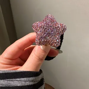 Chouchou elastique etoile strass rose brillant pour queue de cheval et coiffure