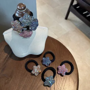 Chouchou élastique coréen micro-percé à cinq étoiles pour chignon queue de cheval mode femme