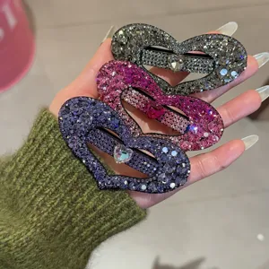 Pince à cheveux cœur strass scintillants élégante barrette cristal douce pince printemps mode