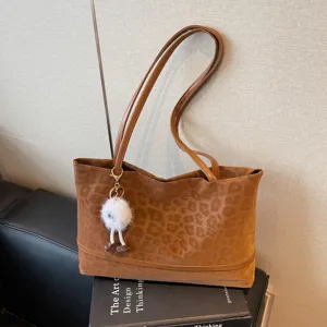 Braune Leo-Muster Tote Tasche für Damen, große Kapazität lässige Pendler Handtasche.