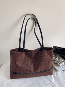 Damen Große Kapazität Leopardenmuster Shopper Tasche Herbst Winter Freizeit Schultertasche