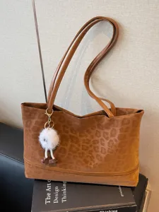 Braune Leopardenmuster große Kapazität Tote Bag Herbst Winter lässige Pendler Schultertasche