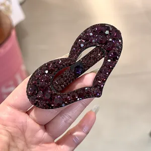 Pince à cheveux cœur en cristal scintillant coréen barrette strass de luxe femme