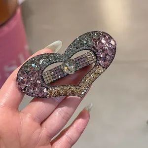 Pince à cheveux cœur strass scintillante barrette cristal élégante accessoires mode