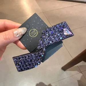 Élégant pince à cheveux nœud strass violet barrette brillante cristal accessoires de coiffure